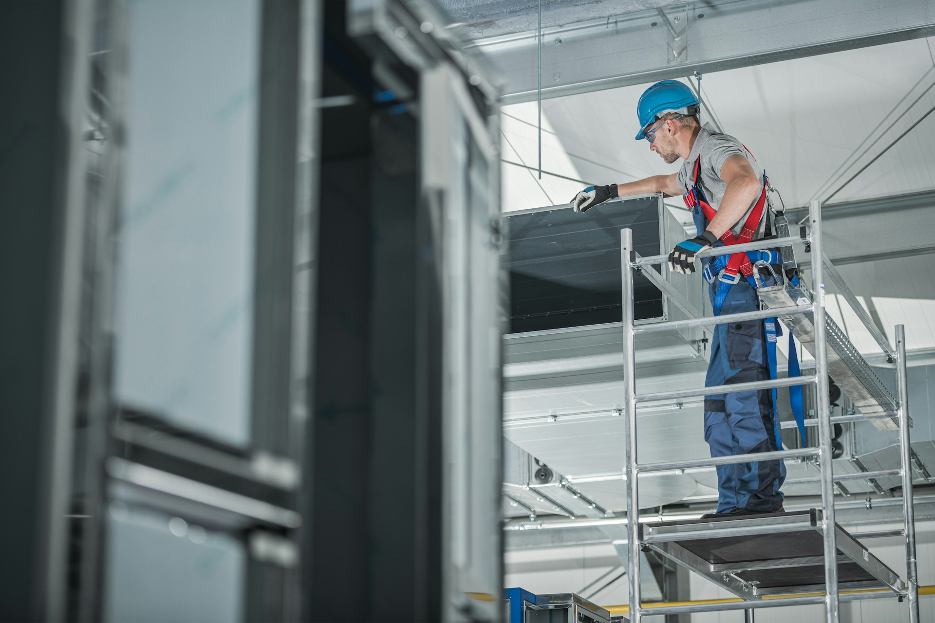 A worker checking