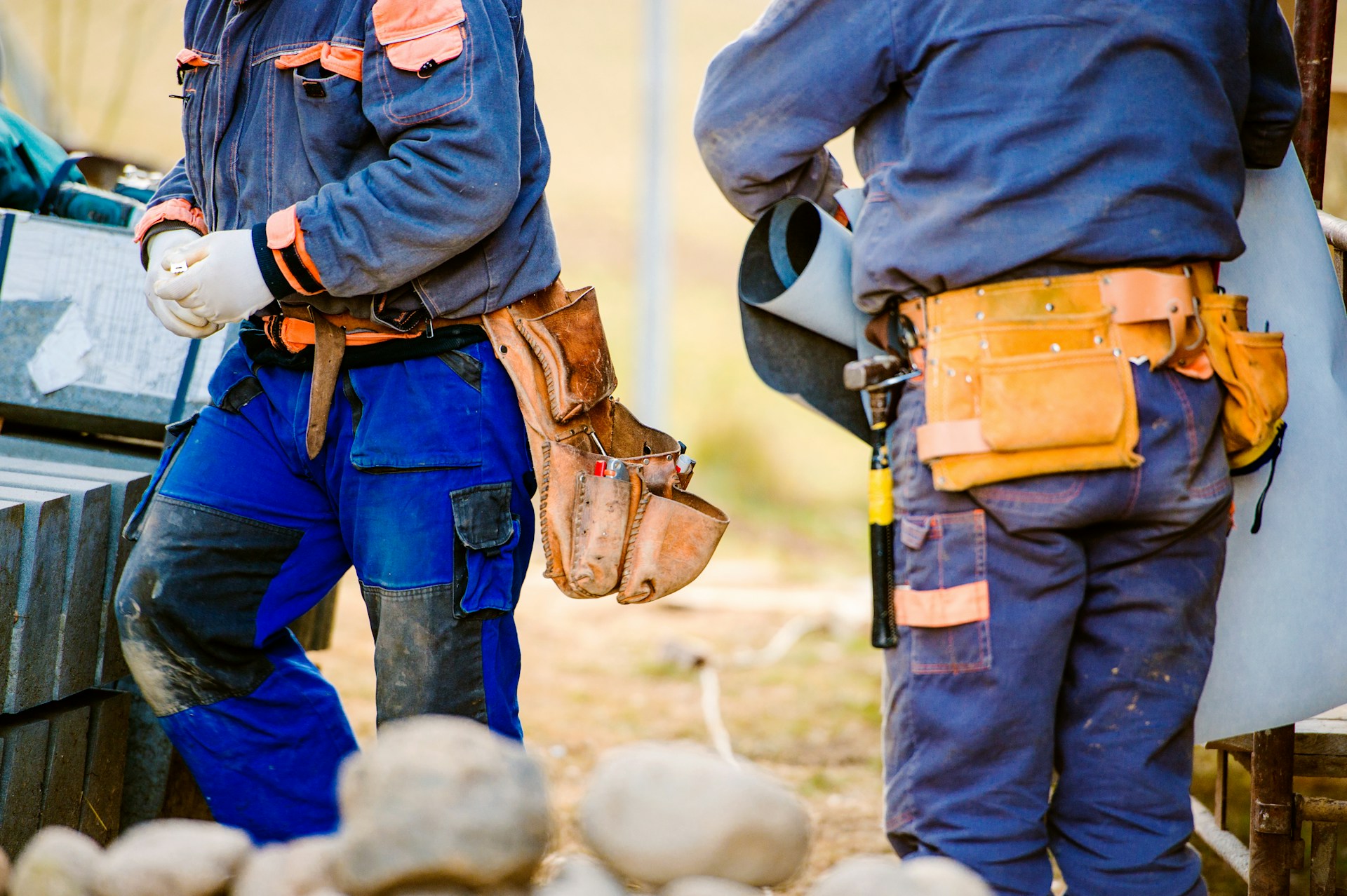 Two workers standing