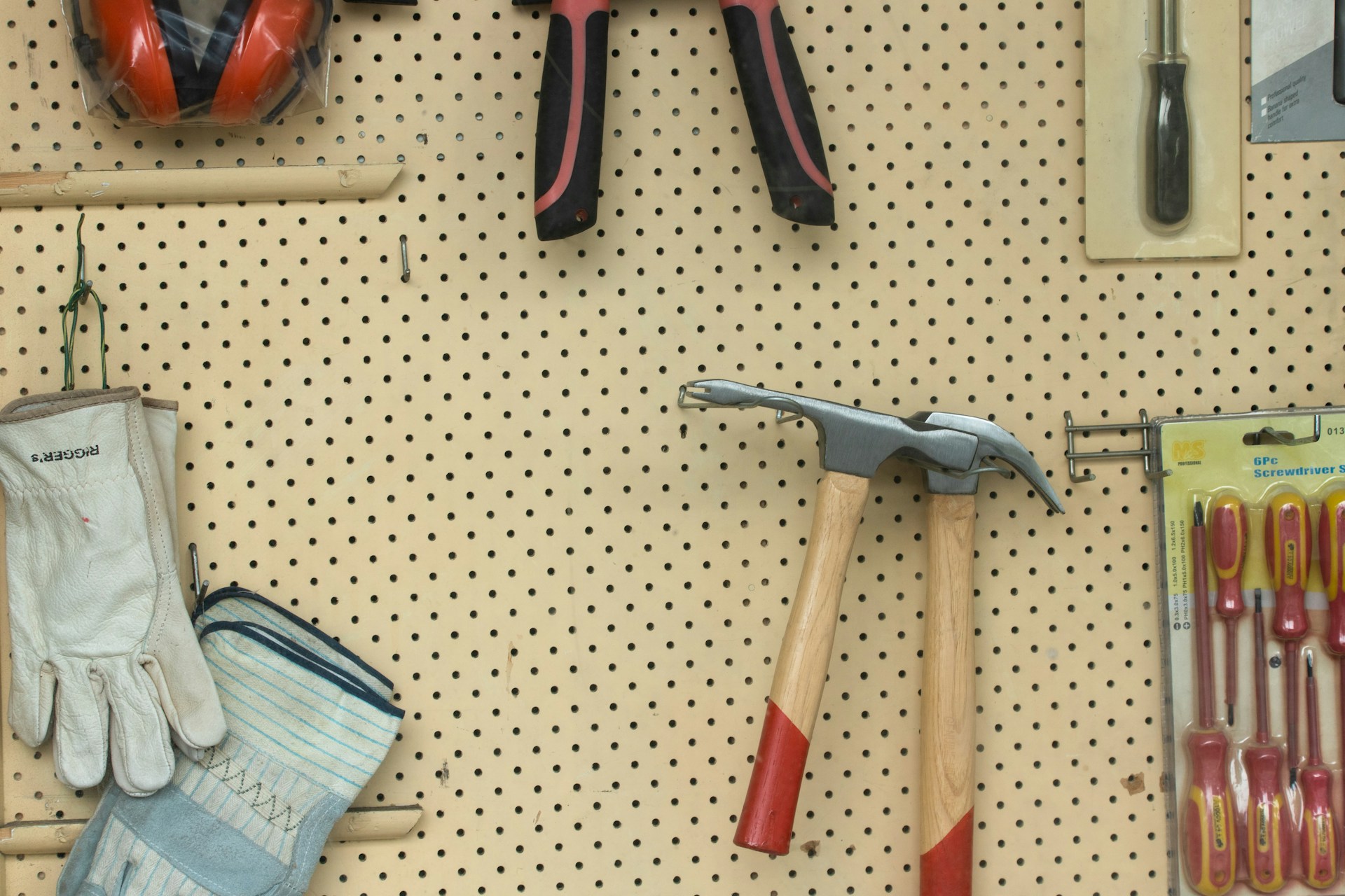 Hand tools hanged on a wall